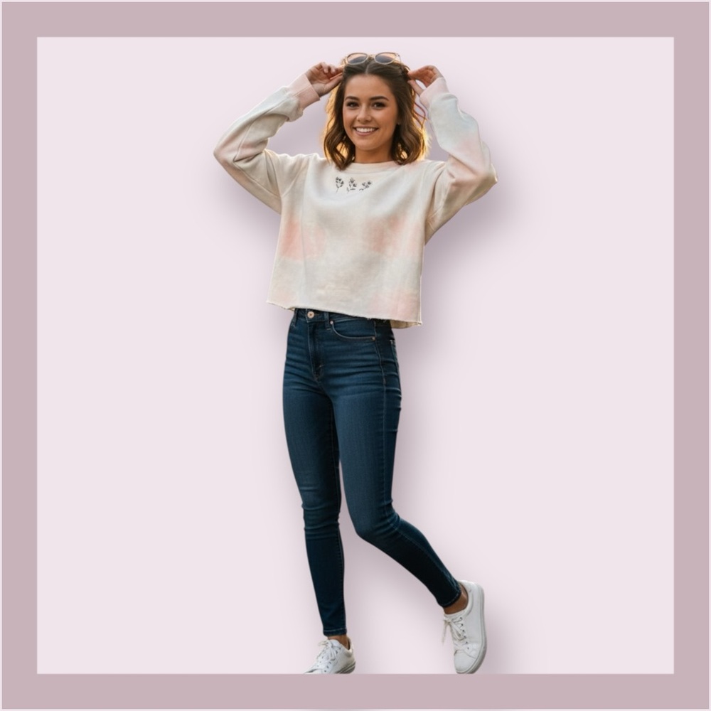 Hollister Tie Dye Cropped Crewneck Sweatshirt